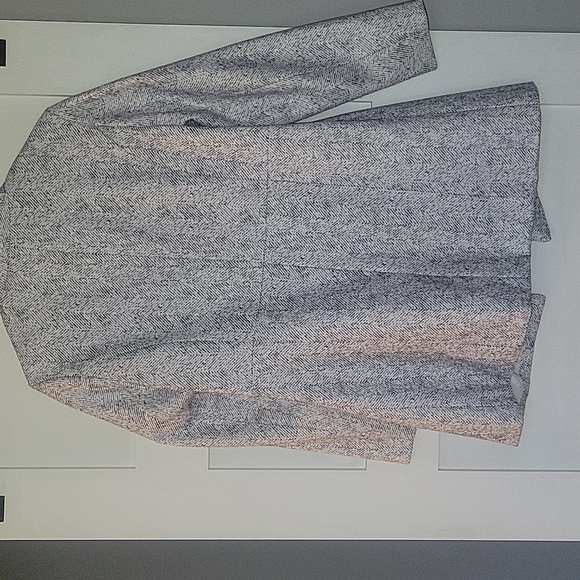 Jacket Pea Coat Navy/ White Herringbone Pattern SZ Small - Picture 6 of 8